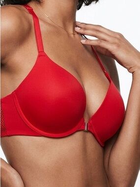 Victoria's Secret RED Mesh Racerback Front-Closure Push-Up Bra | 34B